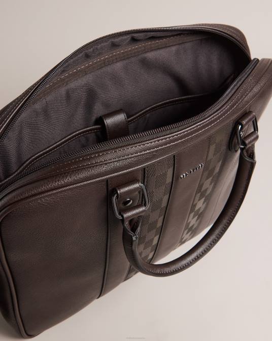 Ted Baker hombres 2ZFP1767 bolsas bolso del documento de la PU del cheque de la casa de Waymon chocolate marrón