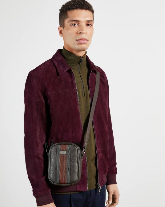 Ted Baker hombres 2ZFP1786 bolsas bandolera sundie mini de cuero chocolate marrón