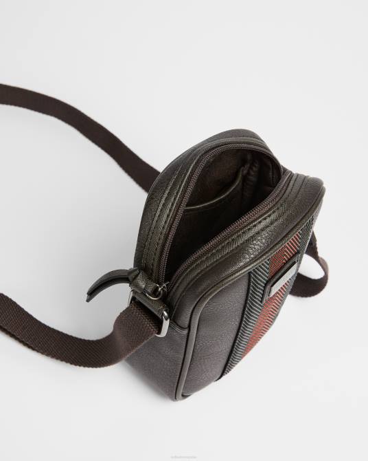 Ted Baker hombres 2ZFP1786 bolsas bandolera sundie mini de cuero chocolate marrón