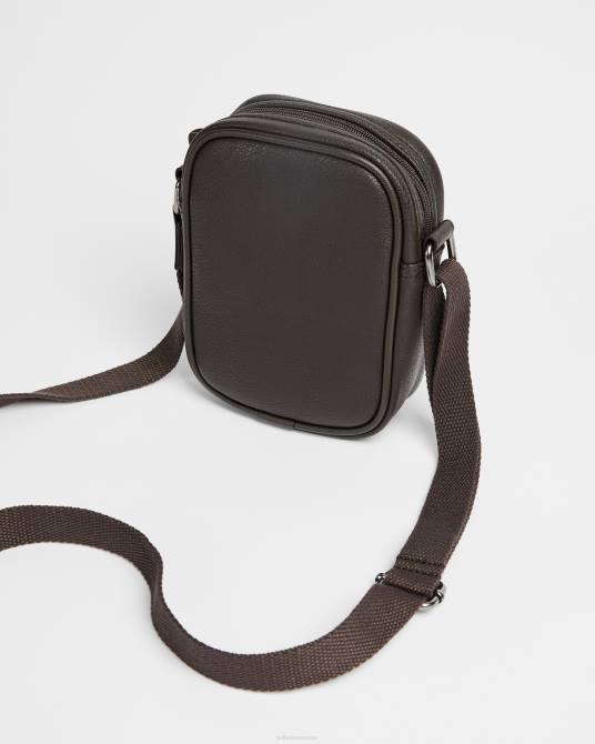 Ted Baker hombres 2ZFP1786 bolsas bandolera sundie mini de cuero chocolate marrón
