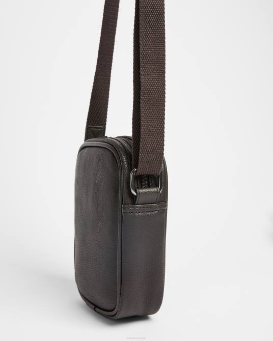 Ted Baker hombres 2ZFP1786 bolsas bandolera sundie mini de cuero chocolate marrón