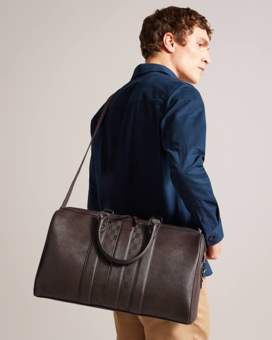 Ted Baker hombres 2ZFP1741 bolsas bolso de mano waylin house check pu chocolate marrón