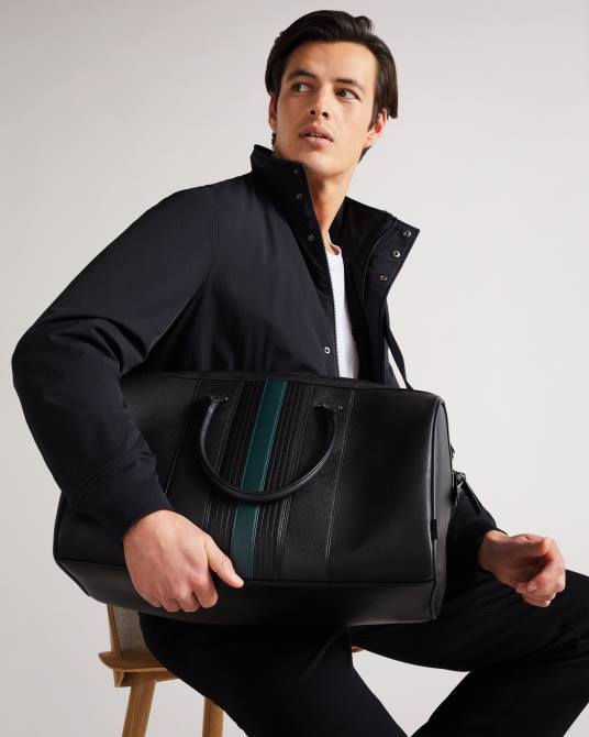 Ted Baker hombres 2ZFP1755 bolsas bolsa de viaje evyday de poliuretano a rayas negro