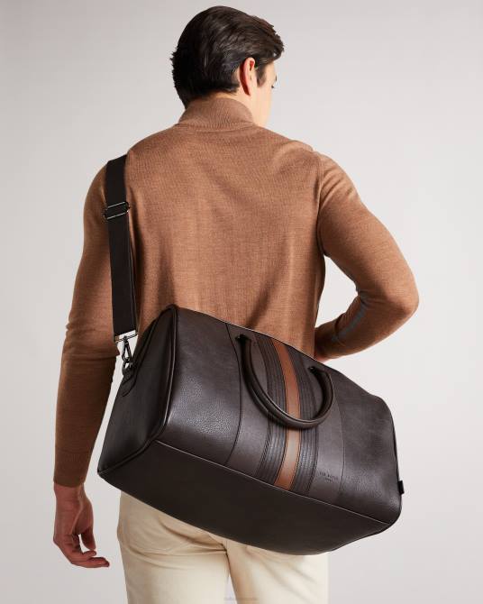 Ted Baker hombres 2ZFP1769 bolsas bolsa de viaje evyday de poliuretano a rayas brn-choc