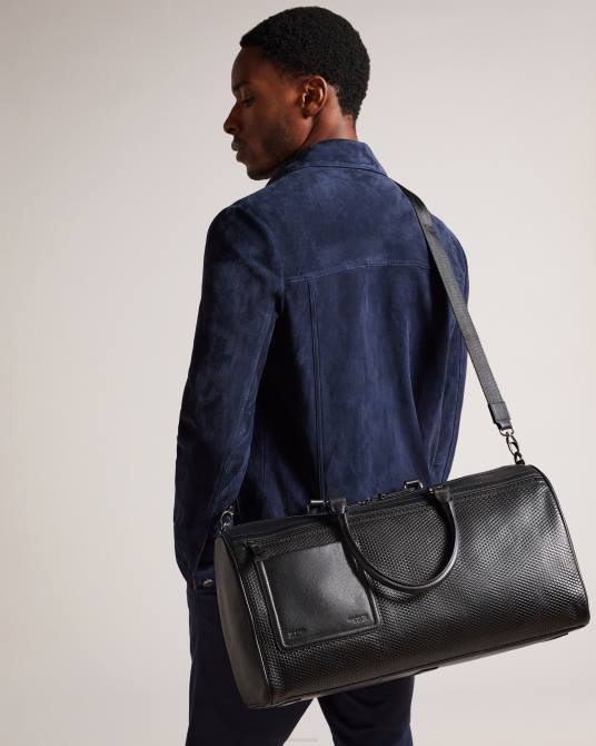 Ted Baker hombres 2ZFP1772 bolsas bolsa de viaje de cuero texturizado canvay negro