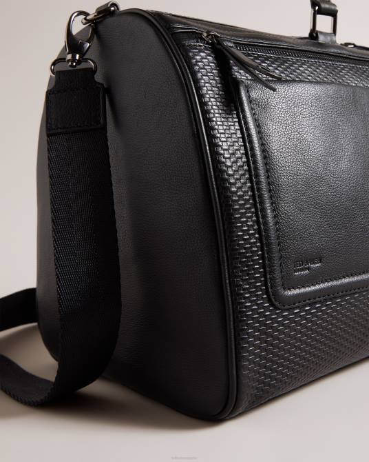 Ted Baker hombres 2ZFP1772 bolsas bolsa de viaje de cuero texturizado canvay negro