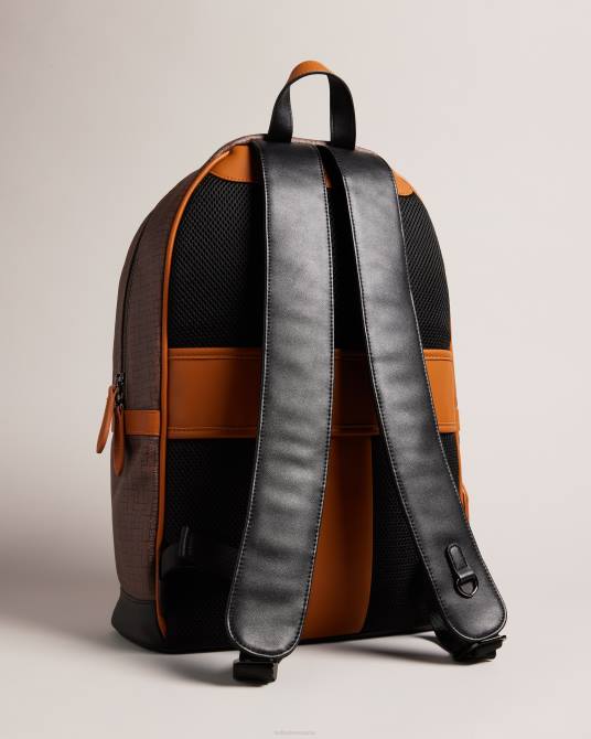 Ted Baker hombres 2ZFP1738 bolsas mochila con monograma Trayton T chocolate marrón