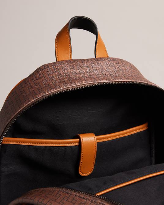 Ted Baker hombres 2ZFP1738 bolsas mochila con monograma Trayton T chocolate marrón