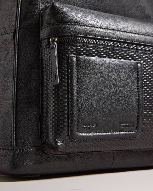 Ted Baker hombres 2ZFP1759 bolsas mochila convoy de piel texturizada negro
