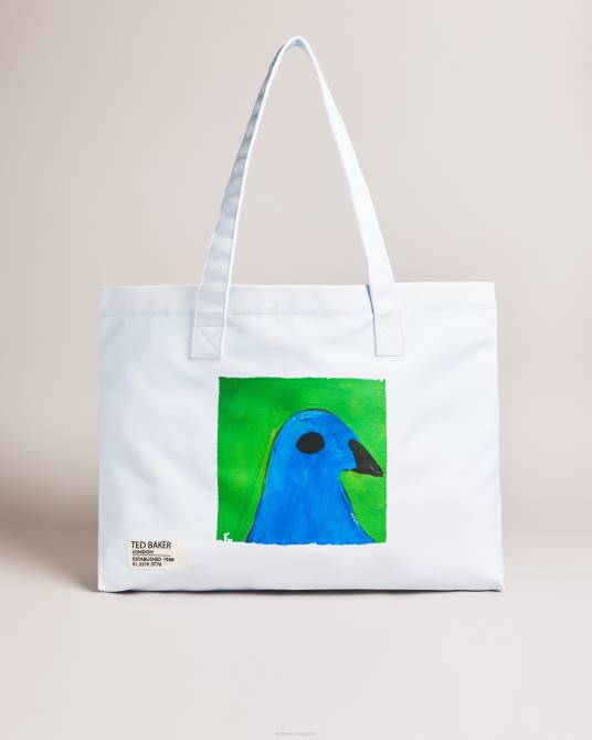 Ted Baker hombres 2ZFP1754 bolsas bolso de playa burdey con pájaro pintado azul claro