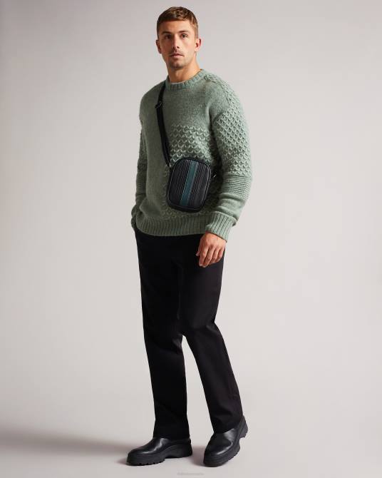 Ted Baker hombres 2ZFP1758 bolsas bolso de vuelo evver de pu a rayas negro