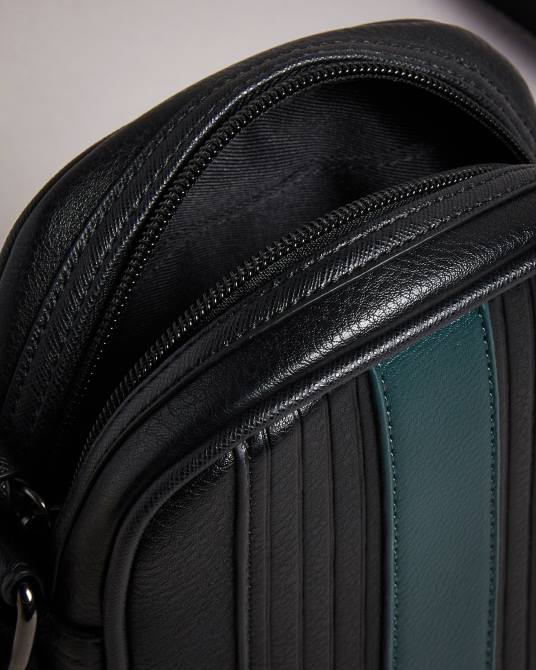 Ted Baker hombres 2ZFP1758 bolsas bolso de vuelo evver de pu a rayas negro