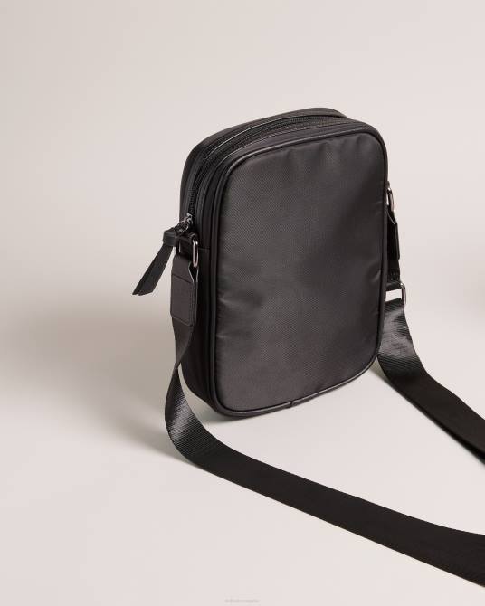 Ted Baker hombres 2ZFP1761 bolsas bolso de vuelo grande a rayas de pu y sarga rockie core negro