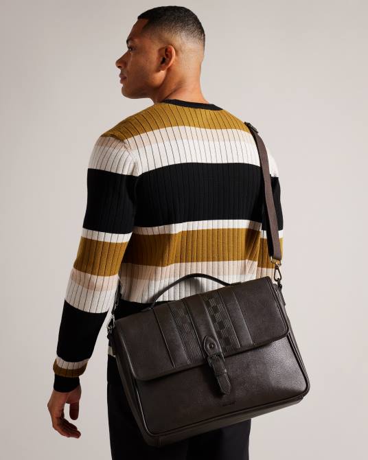 Ted Baker hombres 2ZFP1770 bolsas bolso wayvees house check pu chocolate marrón