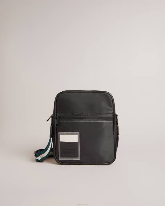 Ted Baker hombres 2ZFP1778 bolsas bolso de vuelo deportivo retro matee de sarga negro