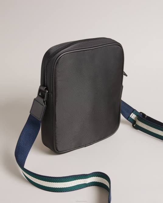 Ted Baker hombres 2ZFP1778 bolsas bolso de vuelo deportivo retro matee de sarga negro
