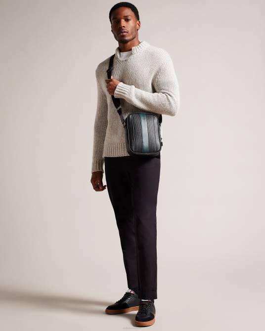 Ted Baker hombres 2ZFP1780 bolsas bolso de vuelo everton grande de pu a rayas negro