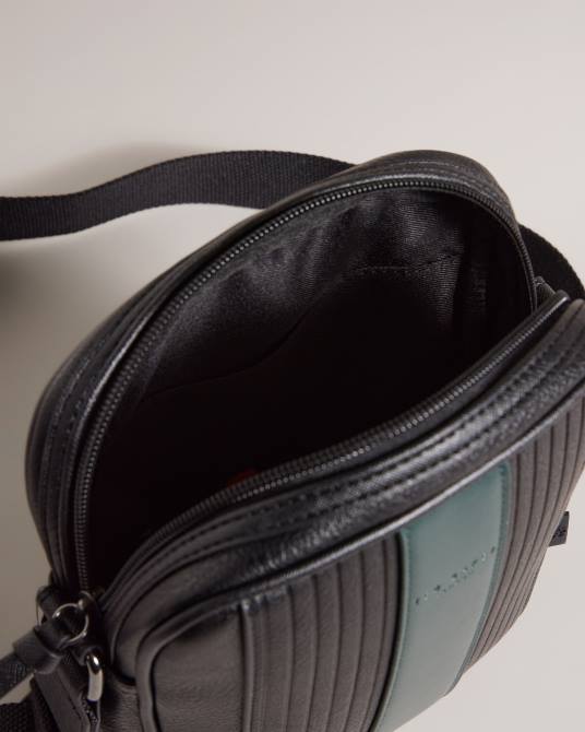 Ted Baker hombres 2ZFP1780 bolsas bolso de vuelo everton grande de pu a rayas negro