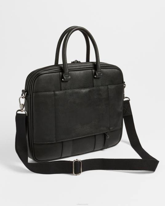 Ted Baker hombres 2ZFP1788 bolsas maletín Cherade de piel con ribetes de rayas negro