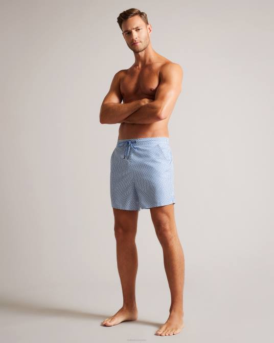 Ted Baker hombres 2ZFP1315 ropa shorts de baño popov con estampado geométrico azul oscuro