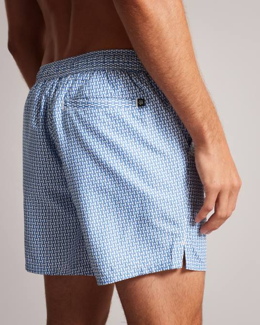 Ted Baker hombres 2ZFP1315 ropa shorts de baño popov con estampado geométrico azul oscuro