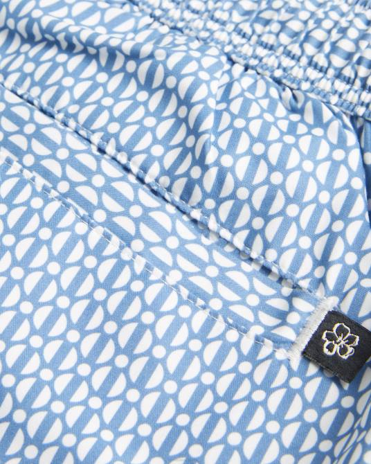 Ted Baker hombres 2ZFP1315 ropa shorts de baño popov con estampado geométrico azul oscuro