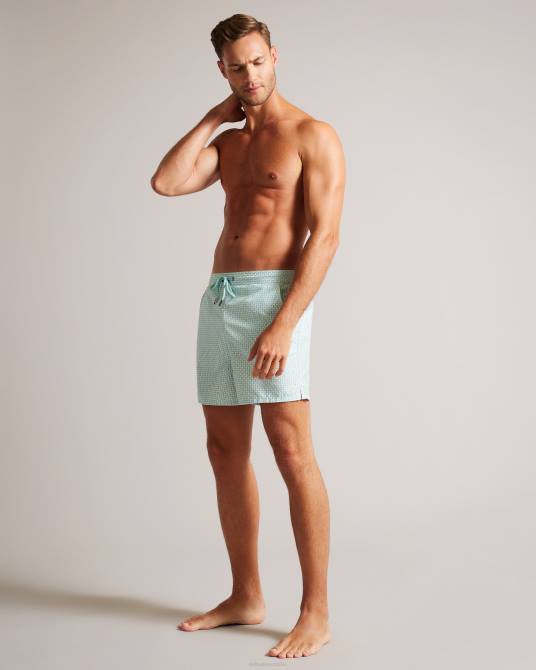Ted Baker hombres 2ZFP1414 ropa shorts de baño popov con estampado geométrico menta