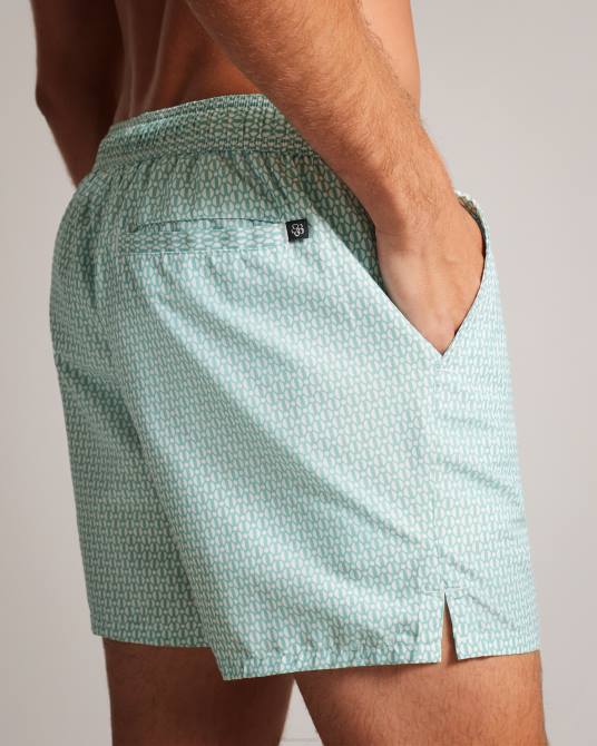 Ted Baker hombres 2ZFP1414 ropa shorts de baño popov con estampado geométrico menta