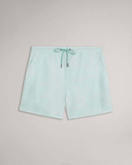 Ted Baker hombres 2ZFP1414 ropa shorts de baño popov con estampado geométrico menta