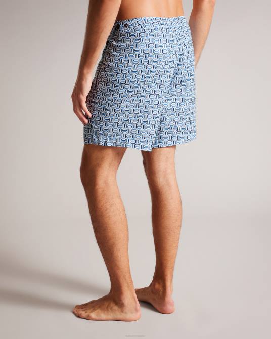 Ted Baker hombres 2ZFP1418 ropa shorts de baño con estampado geométrico de cangrejo azul