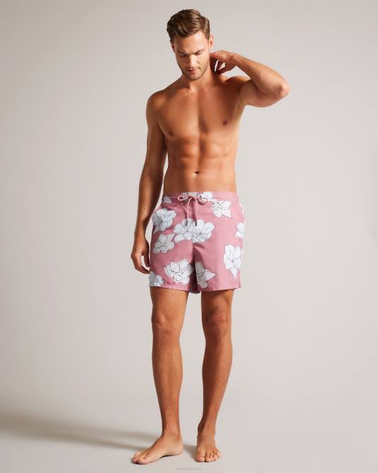 Ted Baker hombres 2ZFP1425 ropa shorts de baño ampbell con estampado floral rosa medio