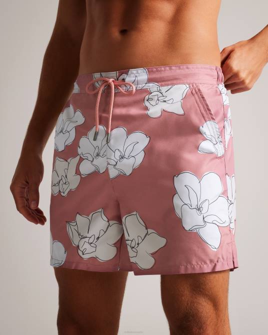 Ted Baker hombres 2ZFP1425 ropa shorts de baño ampbell con estampado floral rosa medio