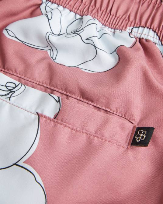 Ted Baker hombres 2ZFP1425 ropa shorts de baño ampbell con estampado floral rosa medio