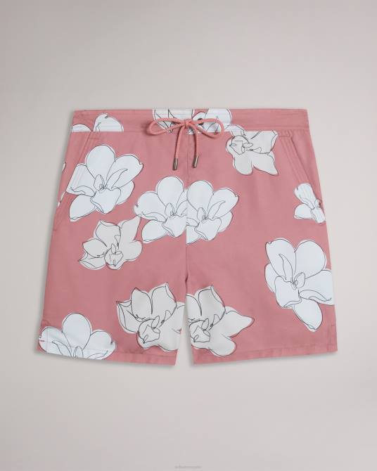 Ted Baker hombres 2ZFP1425 ropa shorts de baño ampbell con estampado floral rosa medio