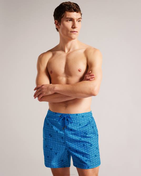 Ted Baker hombres 2ZFP1432 ropa shorts de baño con estampado de mariposas Renshaw azul