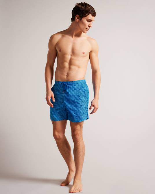Ted Baker hombres 2ZFP1432 ropa shorts de baño con estampado de mariposas Renshaw azul