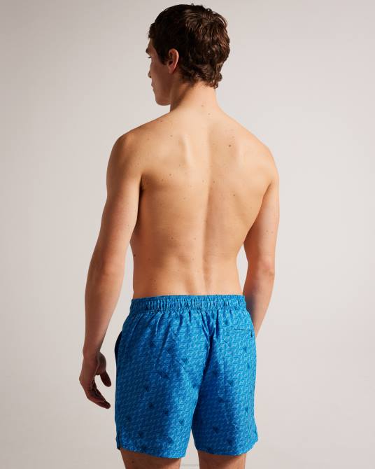 Ted Baker hombres 2ZFP1432 ropa shorts de baño con estampado de mariposas Renshaw azul