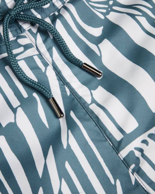 Ted Baker hombres 2ZFP1485 ropa shorts de baño con estampado de mariposas y rayas azul medio