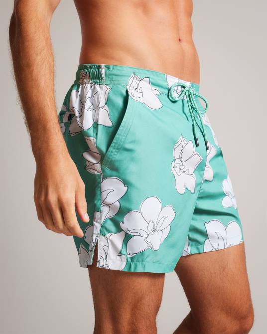 Ted Baker hombres 2ZFP1492 ropa shorts de baño ampbell con estampado floral menta