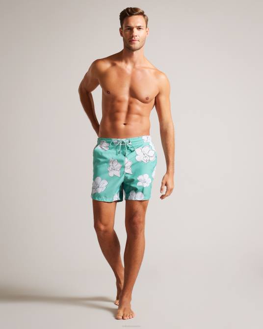 Ted Baker hombres 2ZFP1492 ropa shorts de baño ampbell con estampado floral menta