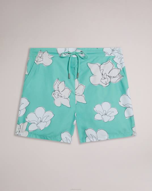 Ted Baker hombres 2ZFP1492 ropa shorts de baño ampbell con estampado floral menta