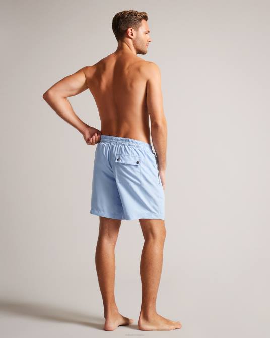 Ted Baker hombres 2ZFP1498 ropa shorts de baño lisos Nairdal azul claro