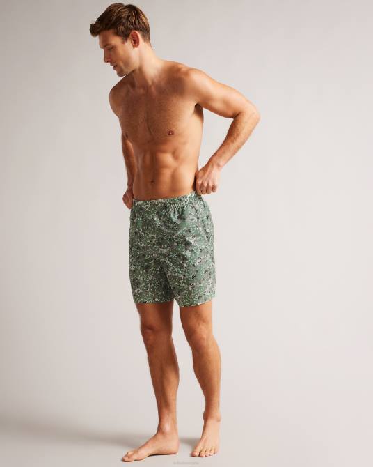 Ted Baker hombres 2ZFP1545 ropa kita shorts de baño con estampado floral y camuflaje caqui