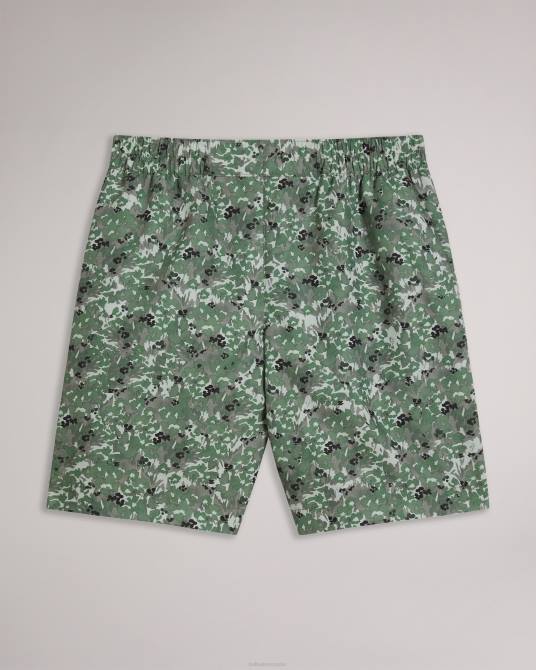 Ted Baker hombres 2ZFP1545 ropa kita shorts de baño con estampado floral y camuflaje caqui