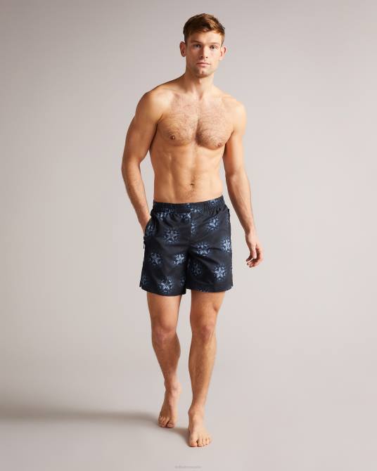 Ted Baker hombres 2ZFP1546 ropa shorts de baño con estampado circular negro