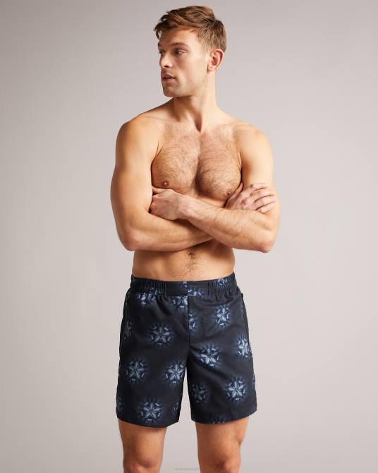 Ted Baker hombres 2ZFP1546 ropa shorts de baño con estampado circular negro