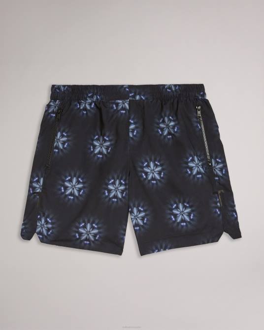 Ted Baker hombres 2ZFP1546 ropa shorts de baño con estampado circular negro