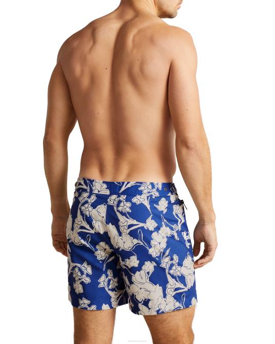 Ted Baker hombres 2ZFP1646 ropa Haynee shorts de baño con estampado floral grande azul brillante