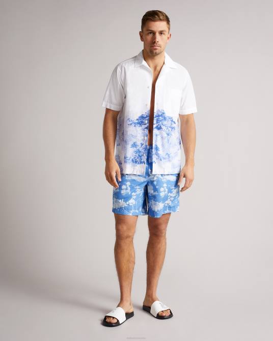 Ted Baker hombres 2ZFP1665 ropa shorts de baño con estampado holoway azul