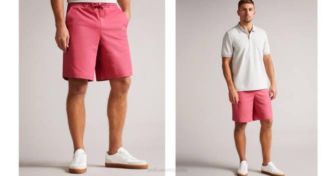 Ted Baker hombres 2ZFP1320 ropa shorts de sarga Mordon con cordones rosa